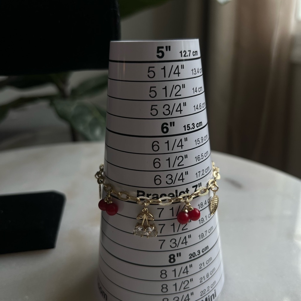 Gold, silver and Red cherry Charm Bracelet - Picture 3 of 3